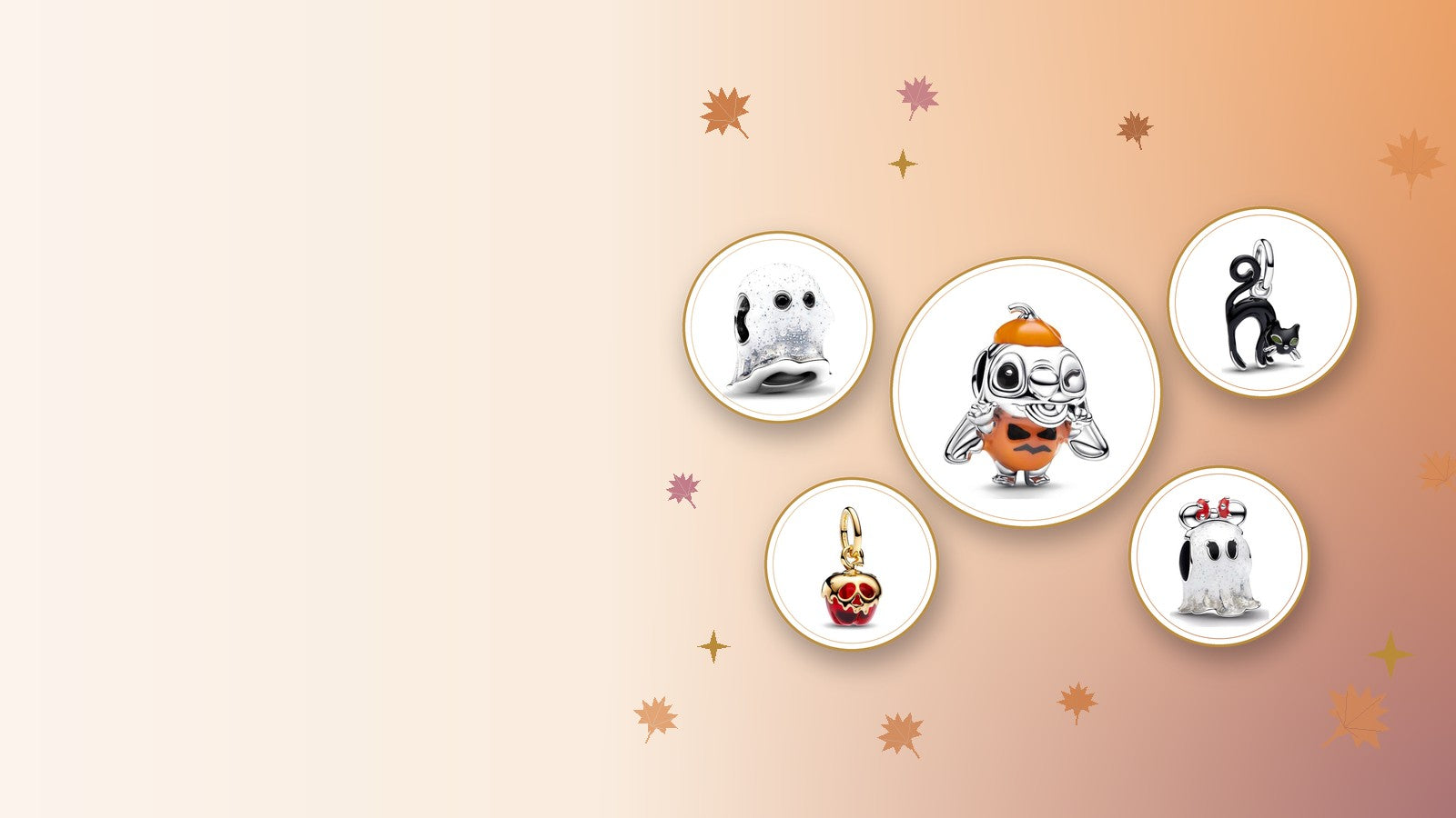 Charms de Halloween de Adora Charms: fantasmas, Stitch calabaza, gato negro y manzana envenenada