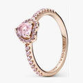 Anillo rose gold corazón rosa zirconias