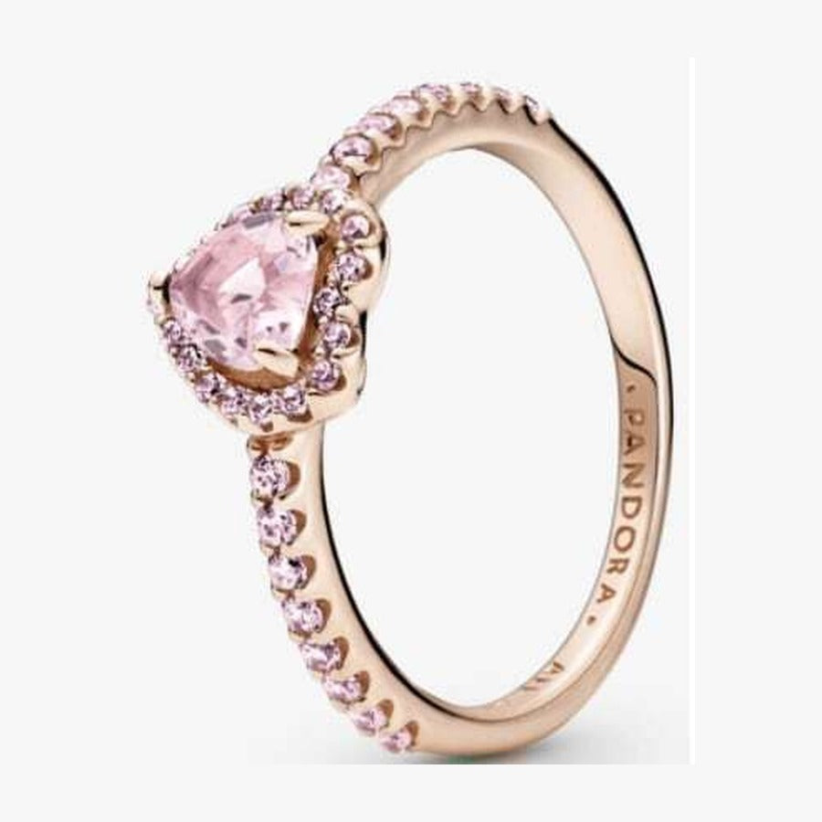 Anillo rose gold corazón rosa zirconias