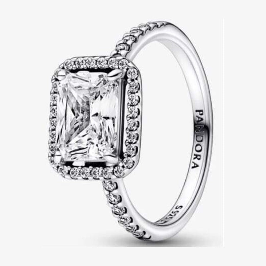 Anillo rectangular halo zirconia