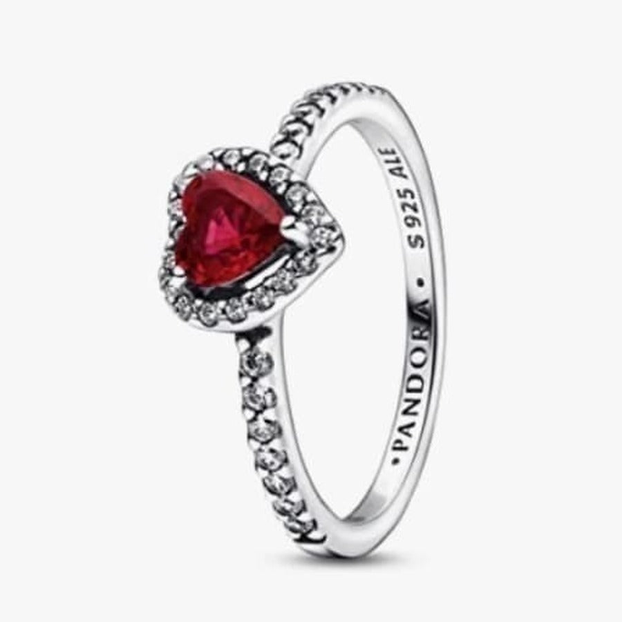 Anillo corazón rojo zirconias
