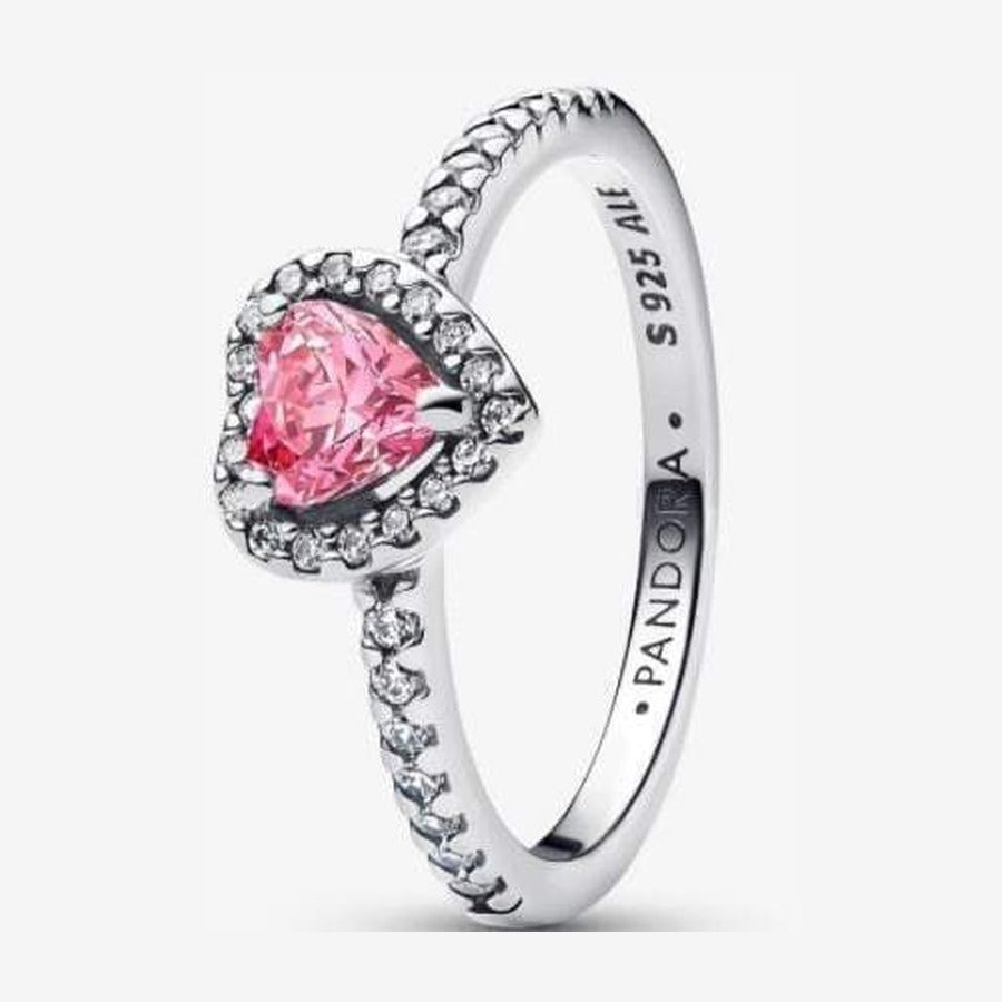Anillo corazón rosa zirconias