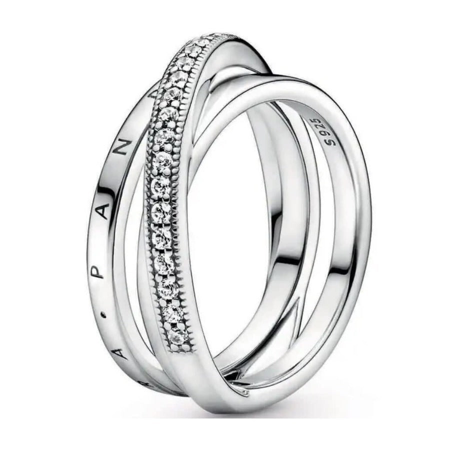 Anillo doble banda entrelazado logo