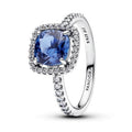 Anillo cuadrado azul zirconia