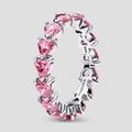 Anillo banda corazones rosas