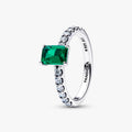 Anillo de plata .925 con zirconia verde rectangular
