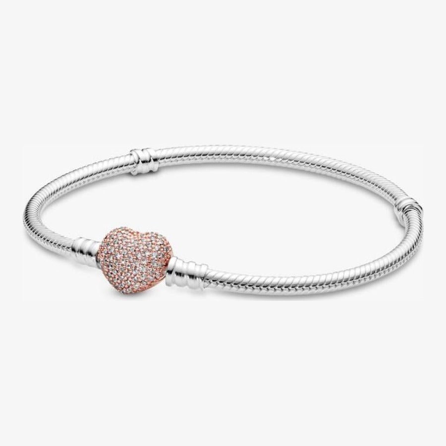 Brazalete Cierre corazón oro rosa