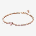 Brazalete recubrimiento rose gold tennis con corazón