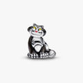 Charm del gato Lucifer sentado, en esmalte negro y blanco