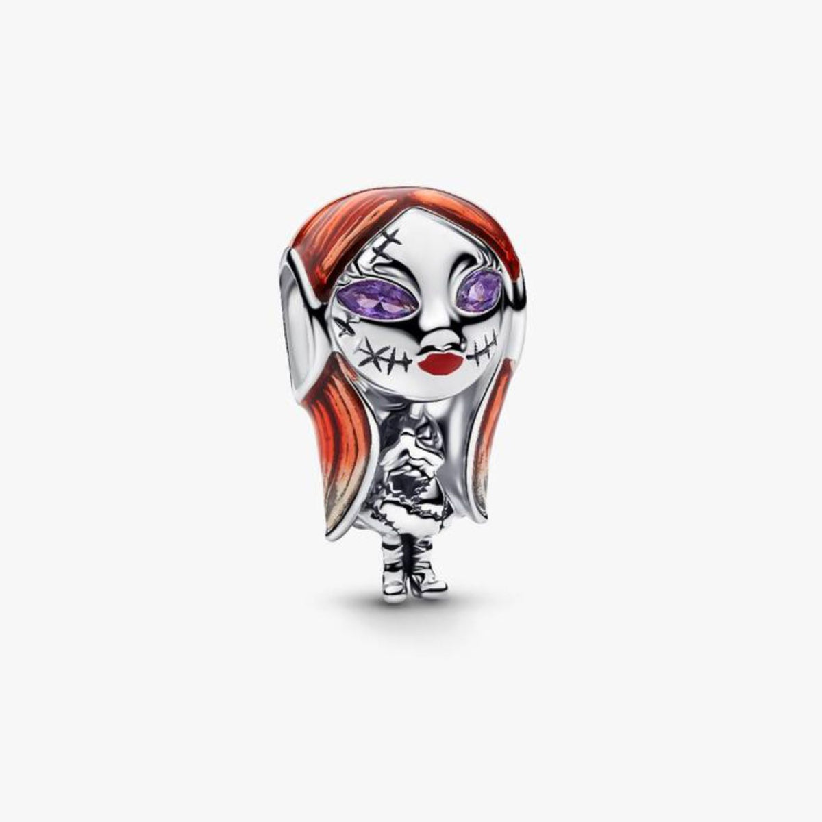 Charm de Sally con cabello rojo y ojos de zirconia morada