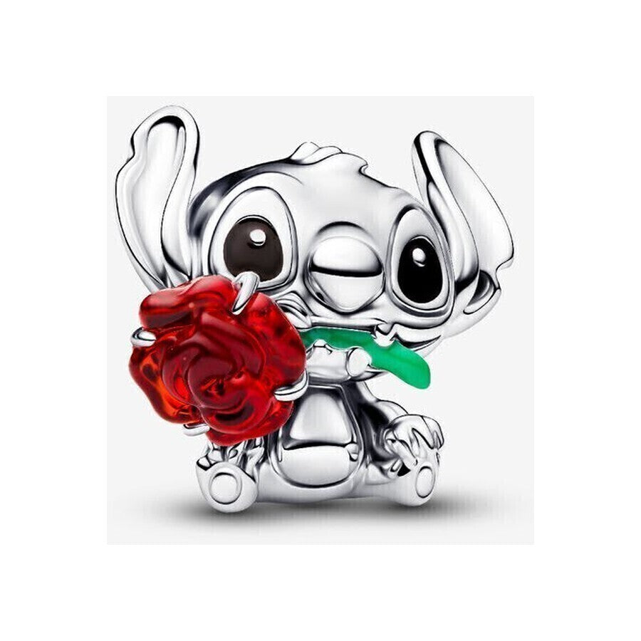 Stitch con rosa roja
