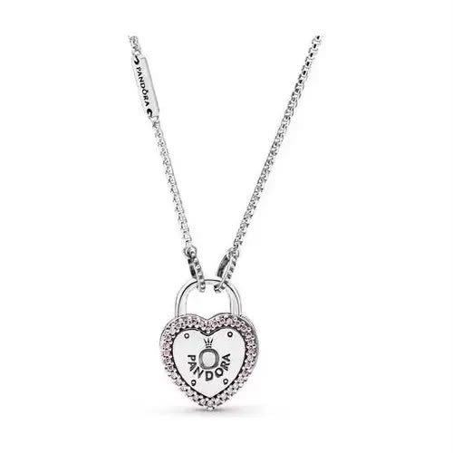 Collar en forma de Candado corazón rosa