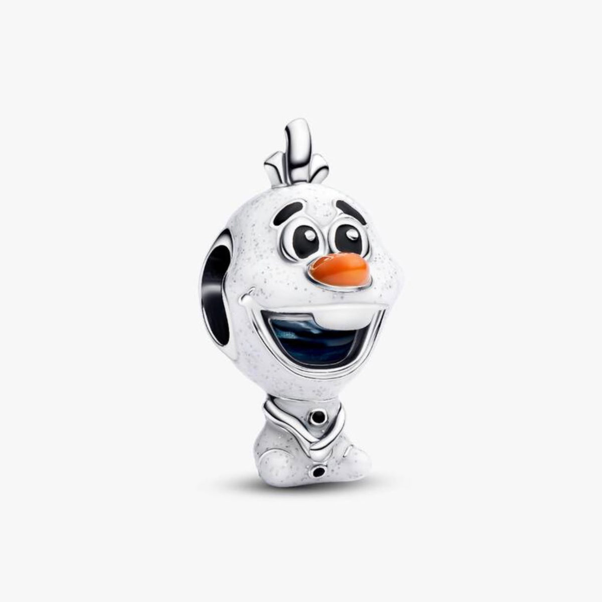 Charm Olaf Chibi de plata .925 con esmalte blanco escarchado y nariz naranja, de Adora Charms